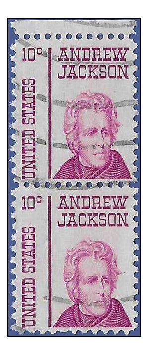 #1286 10c Andrew Jackson 1967 Used Pair