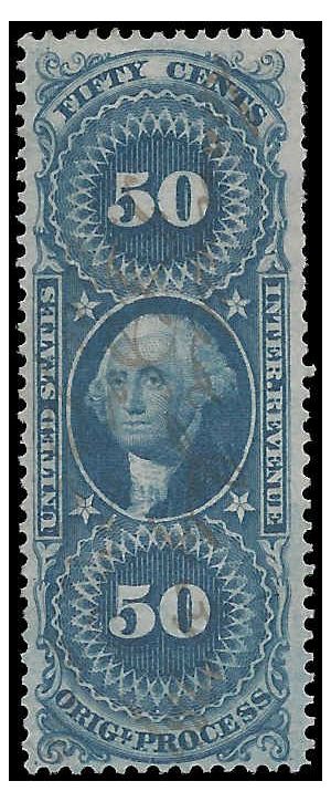 Scott R 60c 50c US Internal Revenue - Original Process 1862-1871 Used.