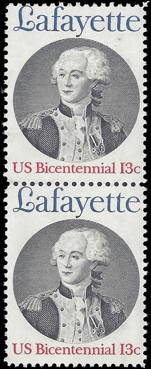#1716 13c American Bicentennial Marquis de Lafayette 1977 Used Attached Pair