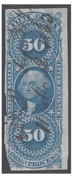 Scott R 60a 50c US Internal Revenue - Original Process Imperf. 1862-1871 Used
