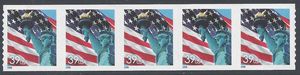 #3981 39c Statue of Liberty Coil Strip of 5 2006 Mint NH