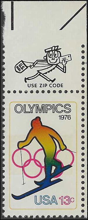 #1696 13c Olympic Games Skiing Zip Single 1976 Mint NH