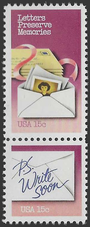 #1805-1806 15c Letters Preserve Memories Attached Pair 1980 Mint NH