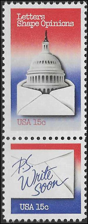 #1809-1810 15c Letters Shape Opinions Attached Pair 1980 Mint NH