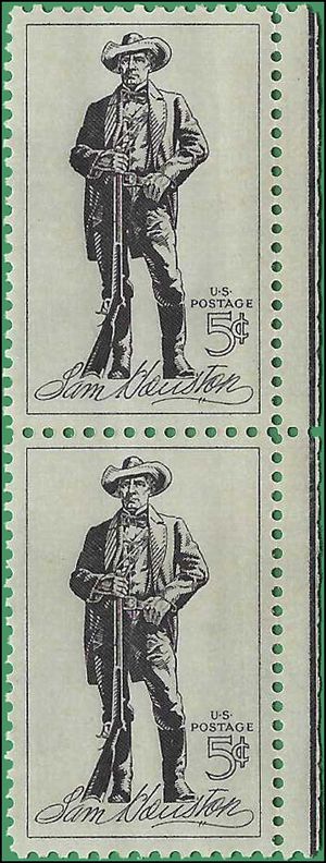 #1242 5c Sam Huston Attached Pair 1964 Mint NH