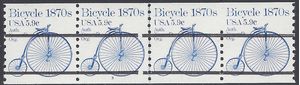 #1901a 5.9c Bicycle 1870s PNC Strip/4 #3 GAP  Bureau Precancel 1982 Mint NH