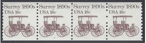 #1907 18c Surrey 1890s PNC Strip of 4 #1 1981 Mint NH