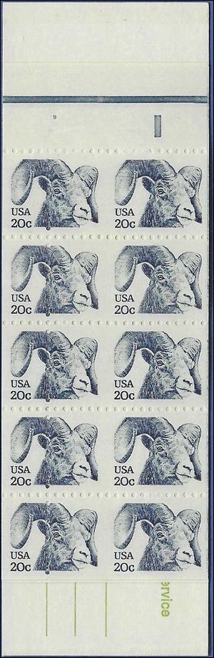 #1949a BK142 Bighorn Sheep Misperf Error Complete Booklet Pl#9 1982 Mint NH