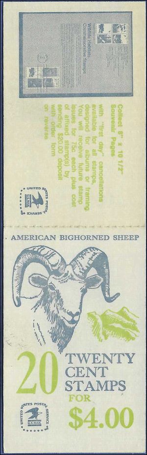 #1949a BK142 Bighorn Sheep Misperf Error Complete Booklet Pl#10 1982 Mint NH