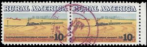 #1506 10c Rural America Wheat Fields and Trains 1974 Used Attached Pair