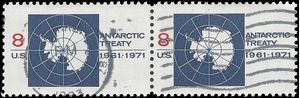 #1431 8c 10th Anniversary Antarctic Treaty 1971 Used Attached Pair