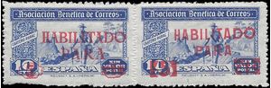 Spain 1944 Asociacion Benefica de Correos Habilitado Para Red Overprint Pair