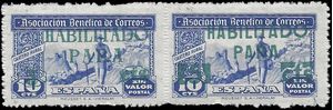 Spain 1944 Asociacion Benefica de Correos Habilitado Para Green Overprint Pair