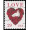 #2814 29c Love Issue Heart & Dove Booklet Single 1994 Used