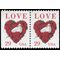 #2814 29c Love Issue Heart & Dove Booklet Single 1994 Used Attached Pair
