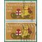 #1940 20c Season's Greetings Felt Bear on Sleigh 1981 Used Attached Pair